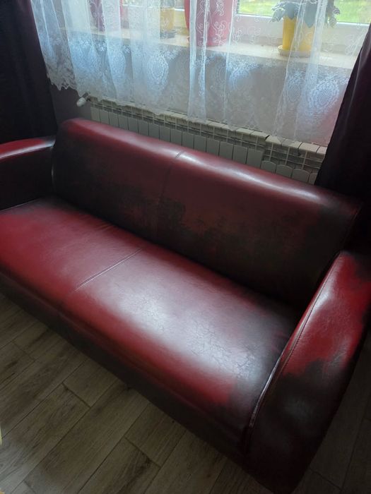 Skóropodobny komplet wypoczynkowy - 2 sofy plus fotel