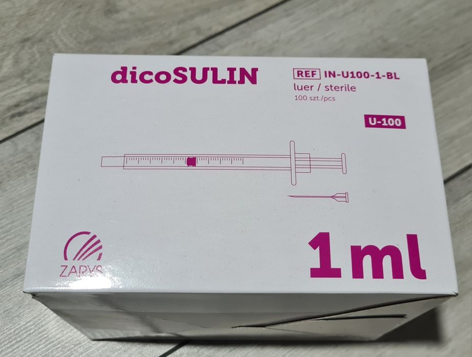 Strzykawki insulinowe z igłą dicoSulin IN-U100-1-BL