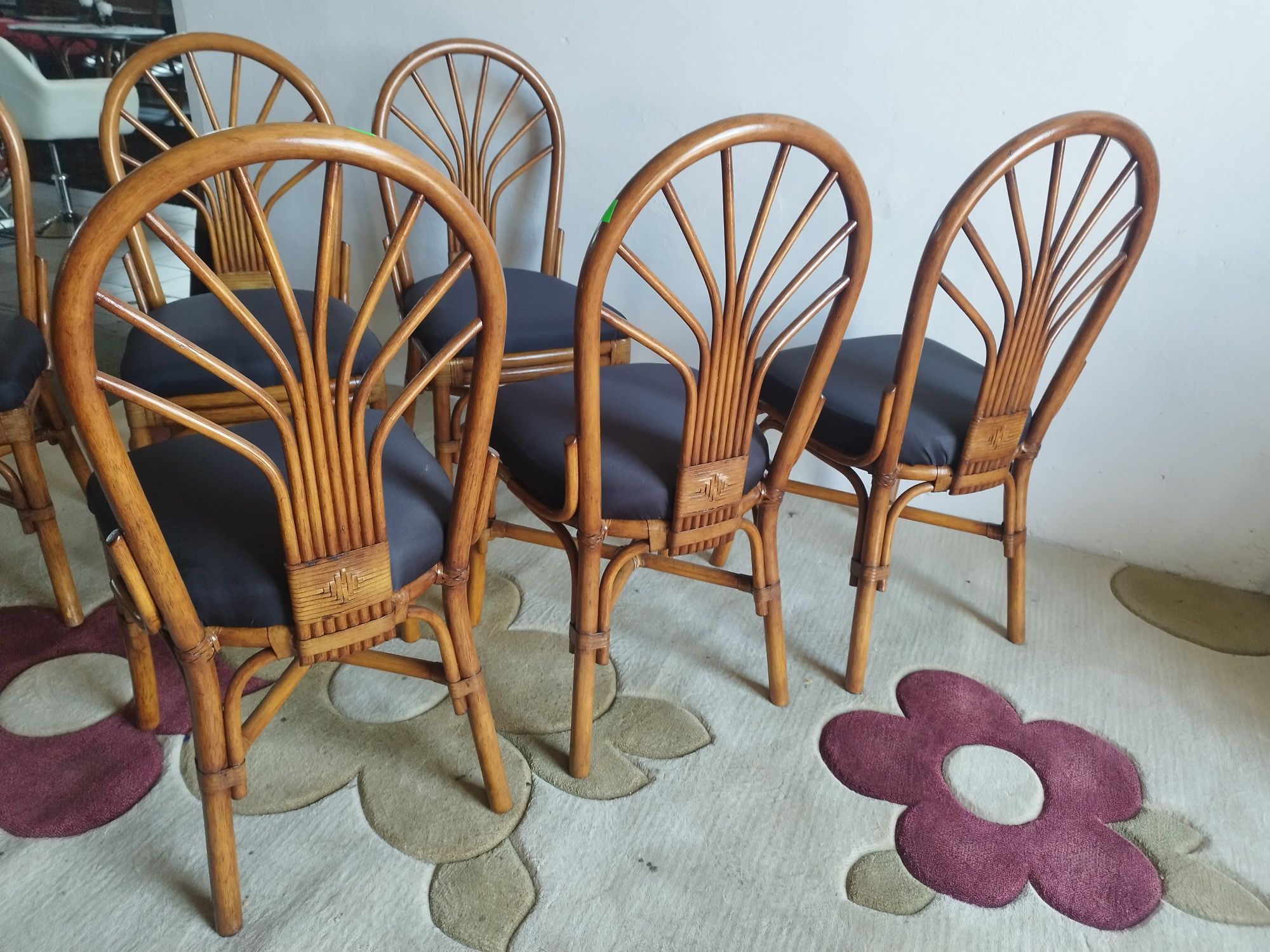 krzesła rattanowe VINTAGE 6 sztuk kuchenne tarasowe