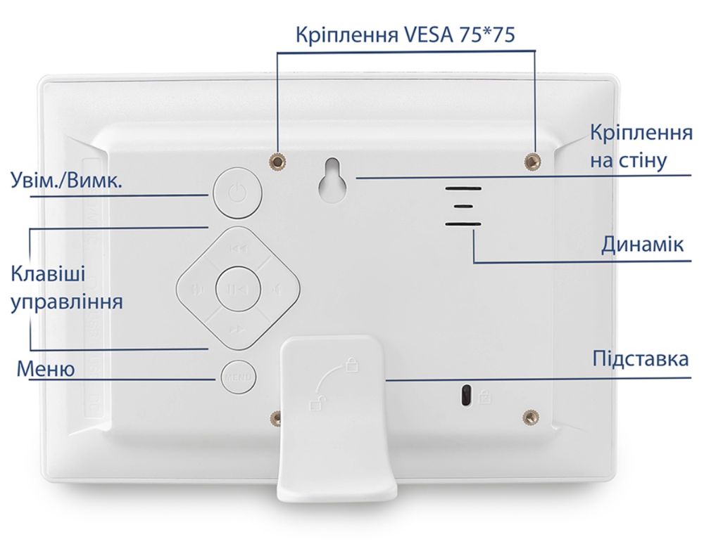 Цифрова фоторамка PROS 7 "з IPS дисплеєм, біла
