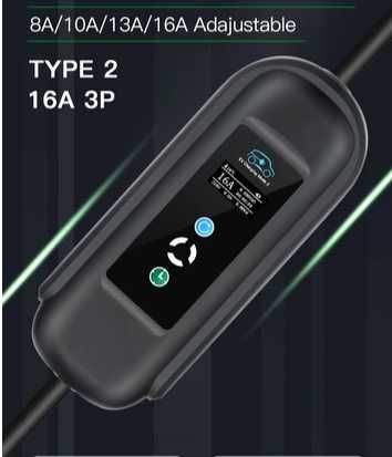 Carregador Portátil 11 kw - 16A -Tipo 2 - C/ Suporte Parede