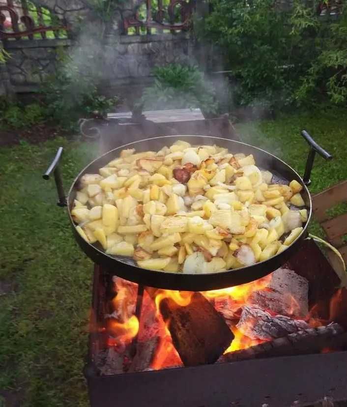 Сковорода для мангала огня из диска бороны 50 см с крышкой садж дома