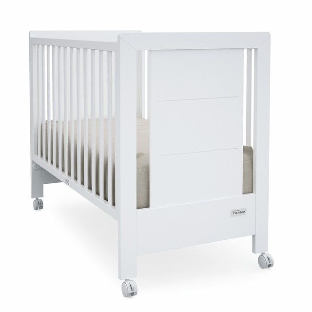 Berço/Cama TRAMA - Branco + colchão TRAMA  + conjunto roupa de cama