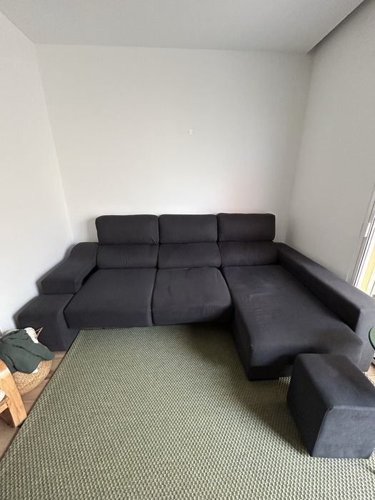 Sofá Chaise-Long Cinzento Escuro