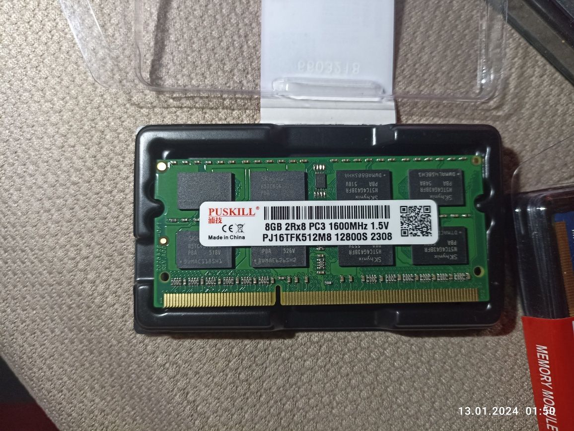 8 Gb DDR3 1600 cl11 sodimm 1,5v нова, не підійшла по напрузі (1,35v)