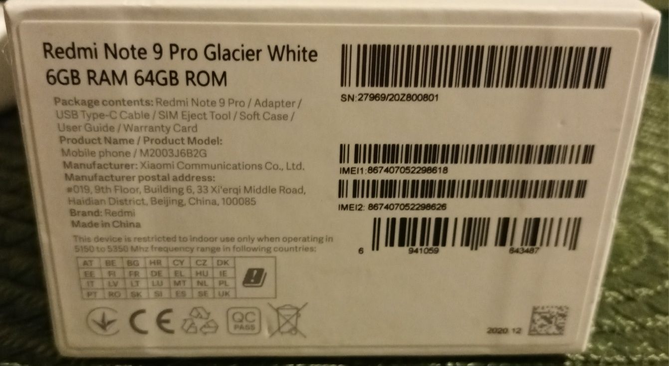 Xiaomi Redmi Note 9 Pro 64GB Dual Sim 6GB RAM - Glacier White