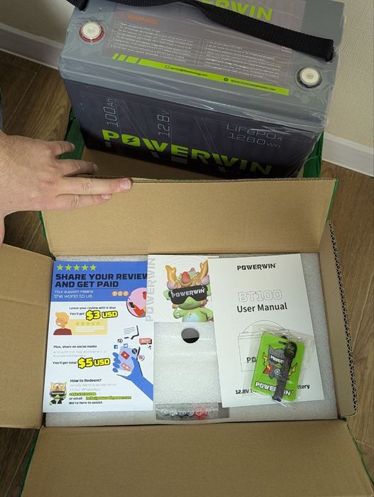 Акумулятор 12v lifepo4 100Ah POWERWIN 1280Wh по факту більше 115Ah