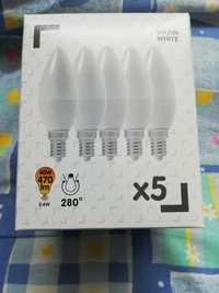 Żarówki LED E14 5,4W 470lm 2700k 5 Sztuk