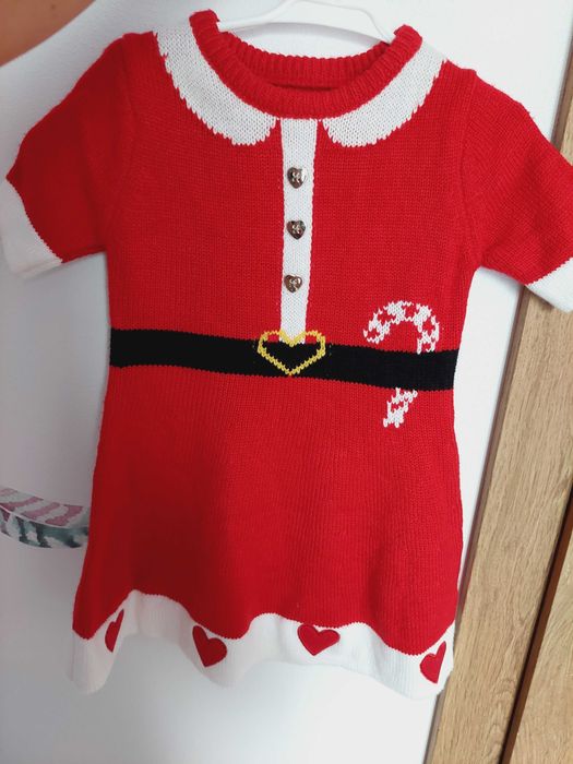Czerwona sukienka świąteczna pomocnik mikołaja primark 2-3l 92-98 cm