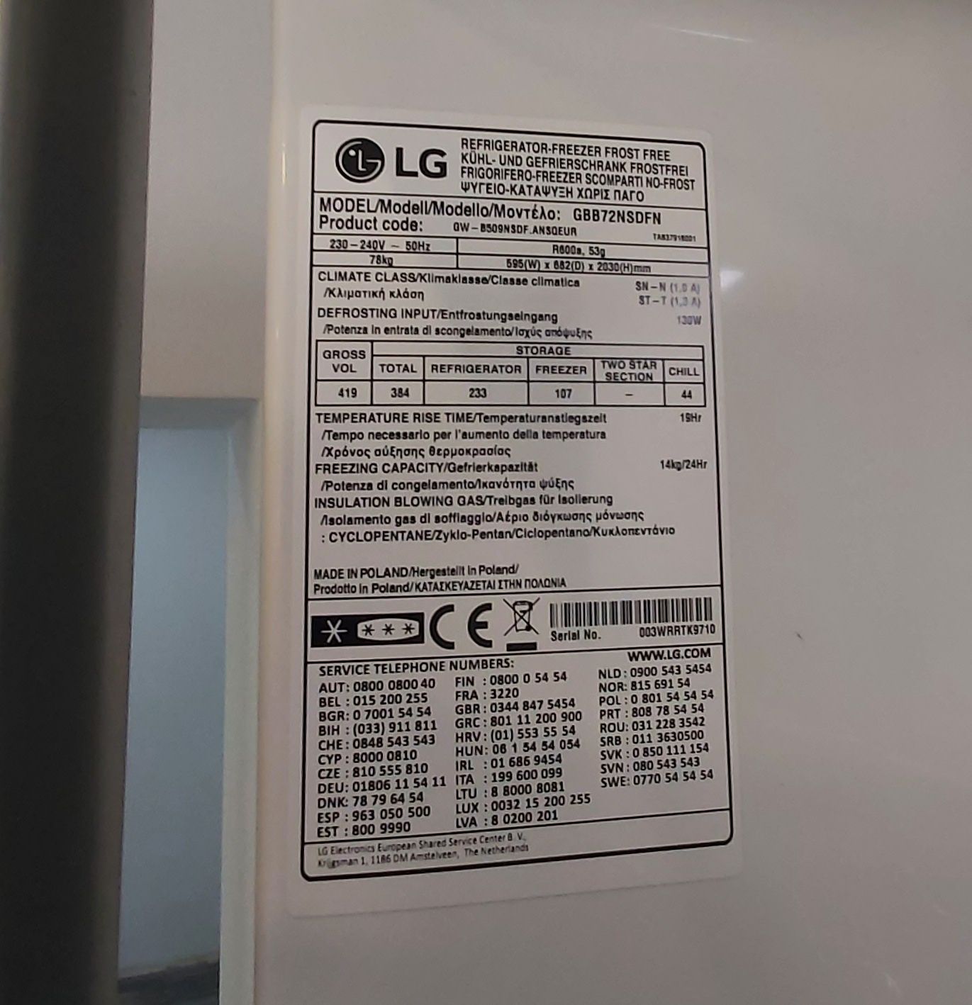 Frigorífico combinado LG