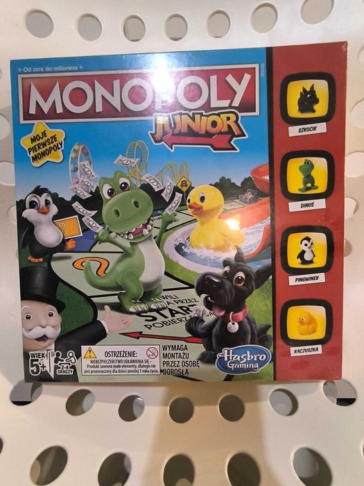 Gra planszowa Monopoly Junior 5+ nowa, pudełko zafoliowane zwierzątka