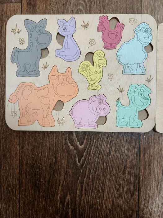 Дерев'яні пазли тварини , машинки