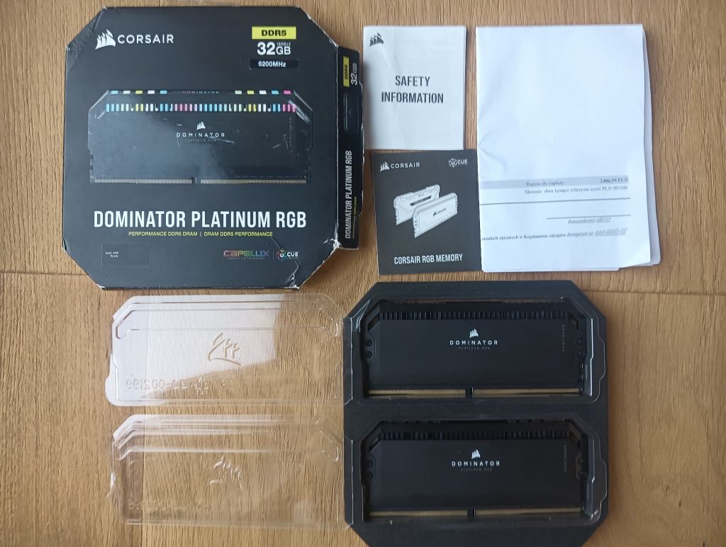 Ram ddr5 dominator platinum rgb 2x16gb 6200mhz