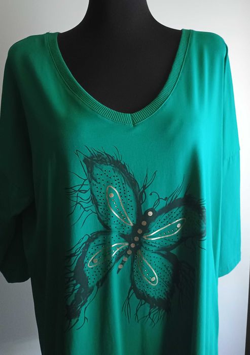 Zielona bluzka z motylem duży oversize WAWA