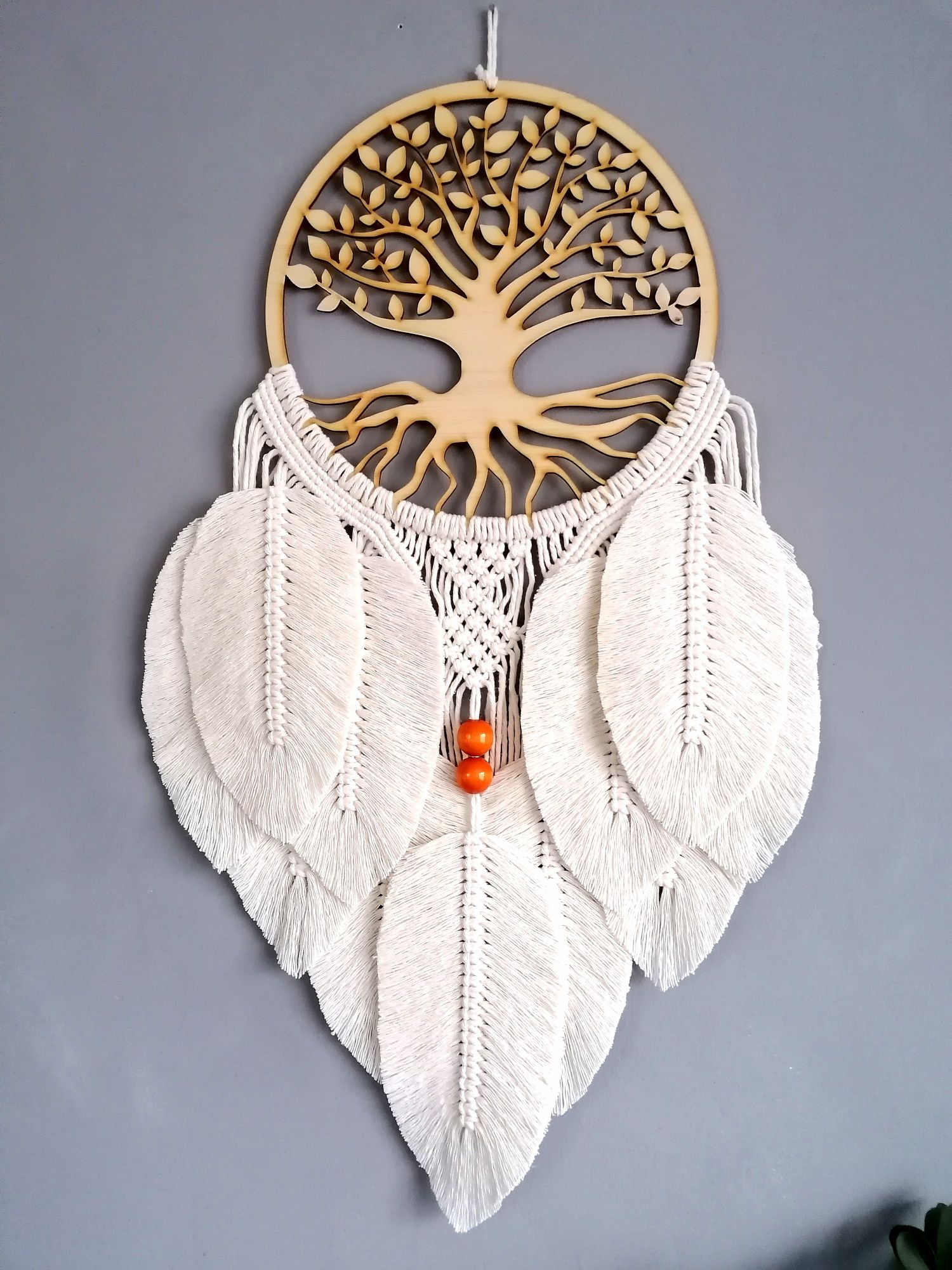 Łapacz snów dreamcatcher drzewo życia z koralikami dekoracja BOHO