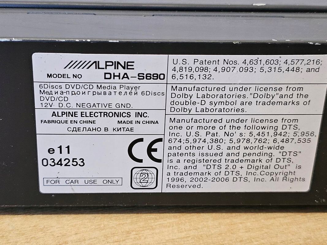 Zmieniarka Płyt Cd/dvd Alpine Dha-s690