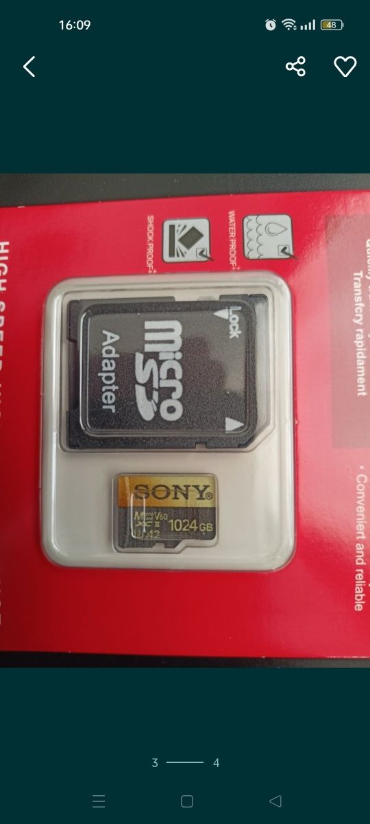 Sony,  mikro SD 1024 GB, 1 TB, Karta pamięci,