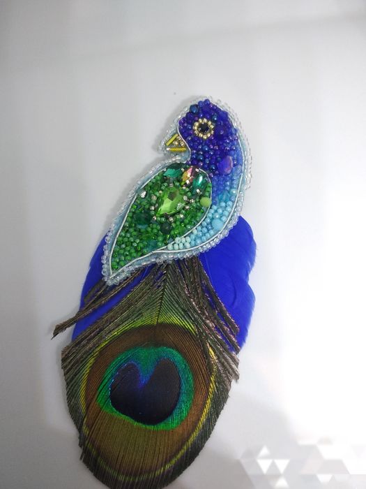 Брошь "Павлин", ручная работа