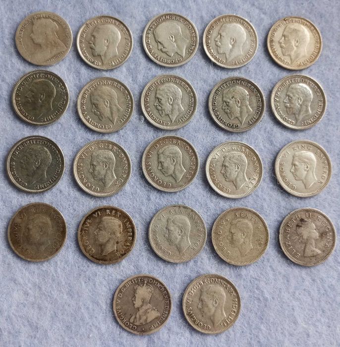 Срібні монети 3 пенса, 3 пенси, Британія, ПАР, Австралія, Нова Зеланді