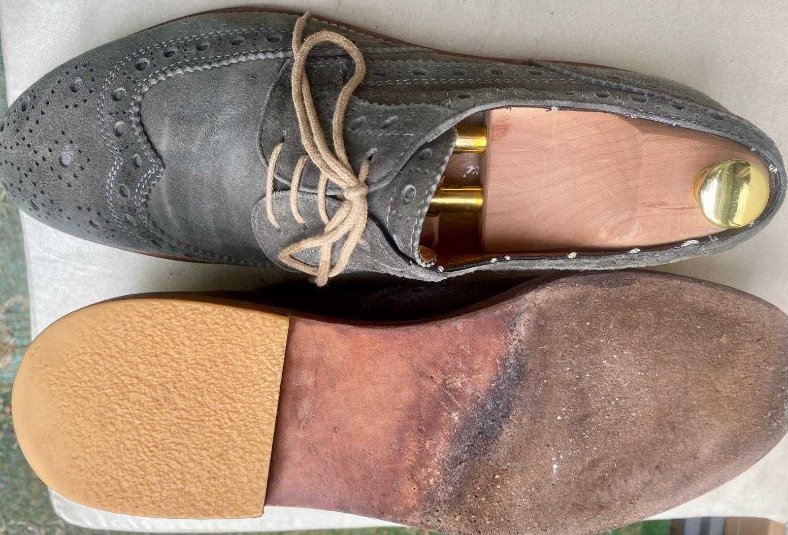 Buty Suitsupply typu Brogues r. 44 (10), zamszowe, skórzana podeszwa