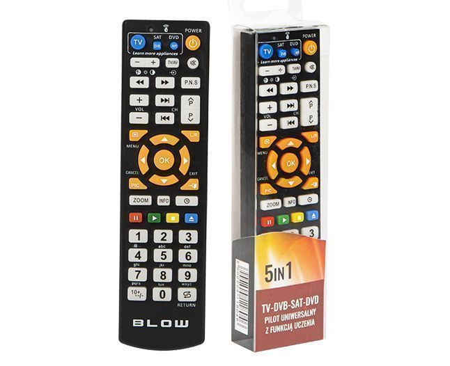 Pilot uniwersalny samouczący 5w1 TV DVB-T DVD do wielu marek 74-258#