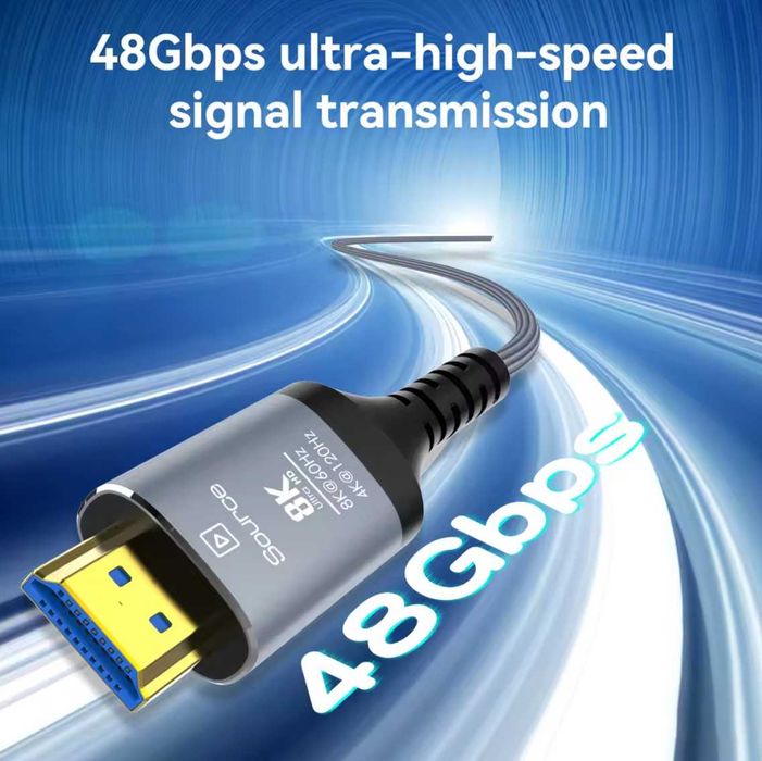 Новый кабель HDMI 15 метров (hdmi 2.1 8K60hz 4K120 144hz, 48Gbps UHD)