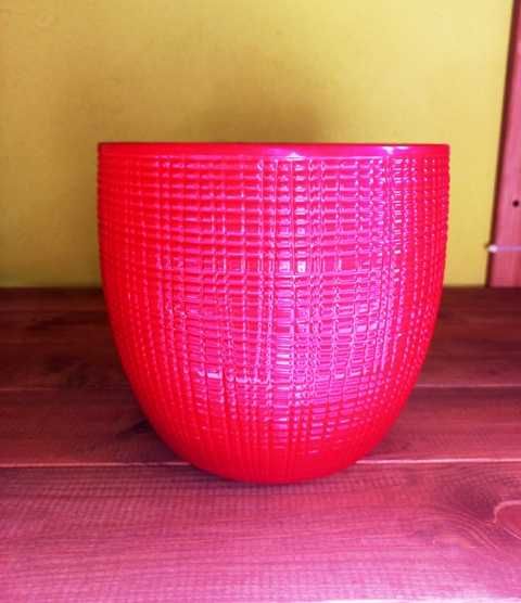 Doniczka ceramiczna czerwona 19 cm x 17 cm - bez odpływu - donica