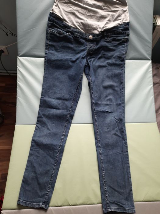 Wygodne spodnie ciążowe, jeansy granatowe Esmara Super Skinny Fit