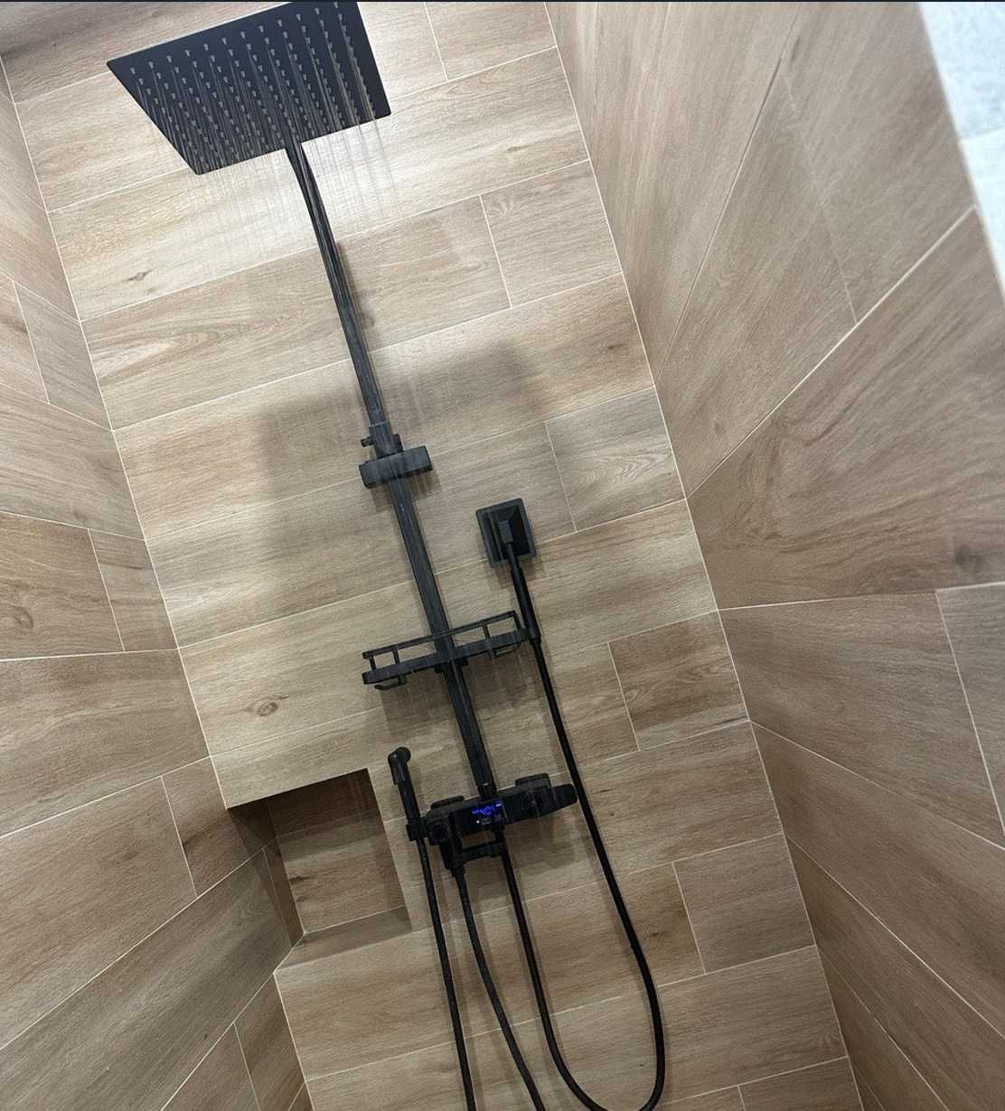 душова система термостат нержавіюча сталь чорна біде змішувач душ