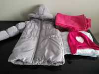 kurtka zimowa + szlafrok + 3 pary spodni + 3 sweterki dla dziewczynki