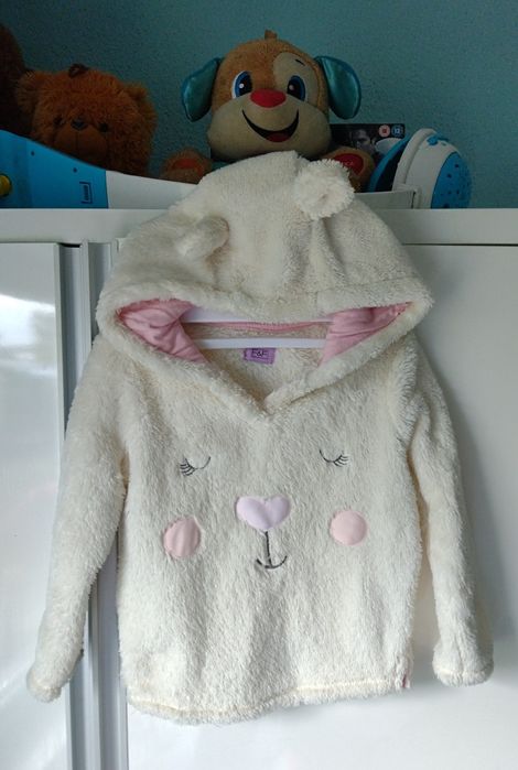 Ciepła bluza z kapturem dla dziewczynki 2-3 lata 92-98 F&F jesie zima