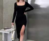 Сукня жіноча тепла рубчик черное женское платье