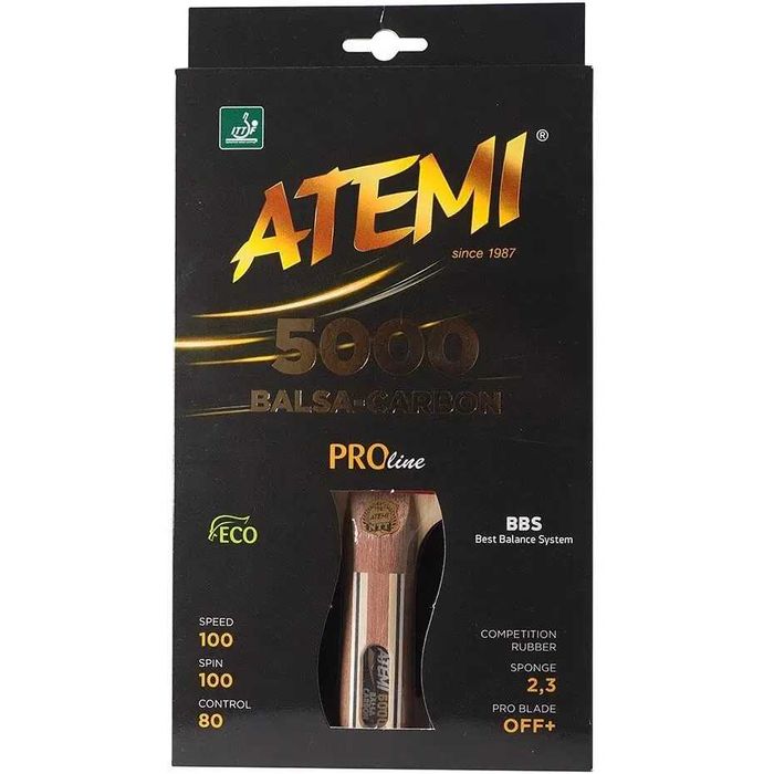 Ракетка для настільного тенісу Atemi 5000 PRO Balsa-Carbon ECO-Line