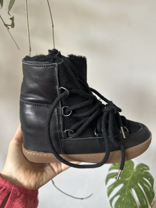 Nowe czarne sniegowce skora futro a’la isabel marant