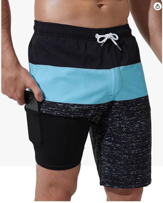 Męskie szorty kąpielowe/plażowe, czarnoniebieskie, rozmiar S ARCWEG