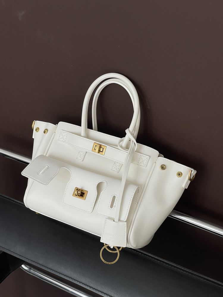 Сумка Balenciaga Bel Air Tote Bag шкіра | біла | золота фурнітура