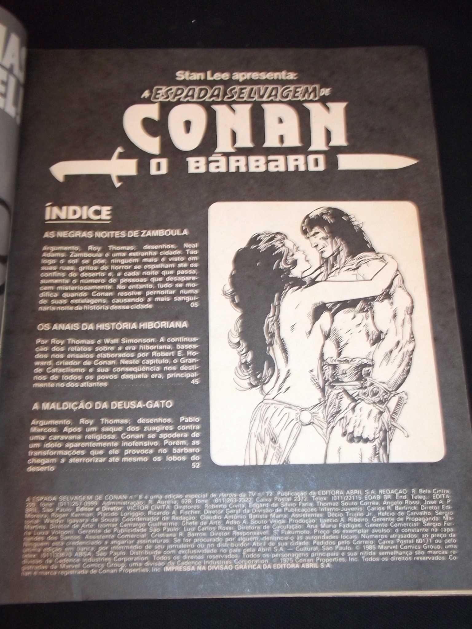 Livro BD A Espada Selvagem de Conan 8 Abril Marvel 1985