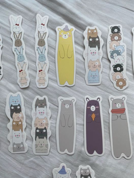 Zestaw zakładek do książek podręczników misie króliczki szkoła zestaw