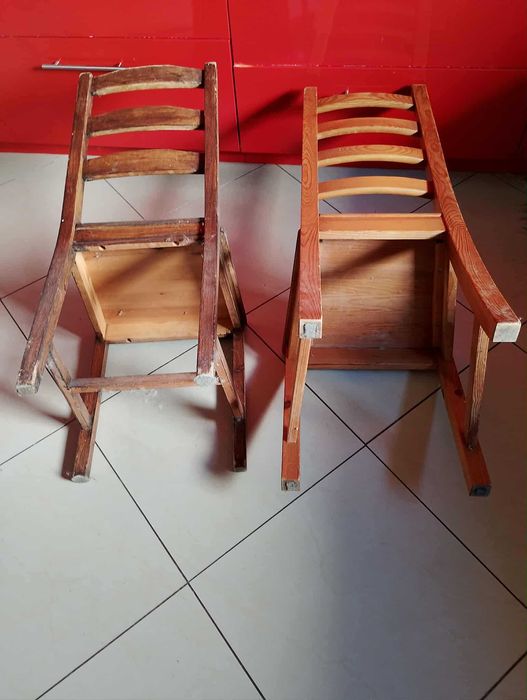 Taboret i krzesło drewniane -mocne - stabilne .