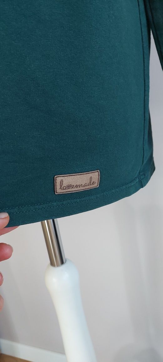 Lovemade r.S/M (L) ciemnozielona bluza ze stójką/kominem