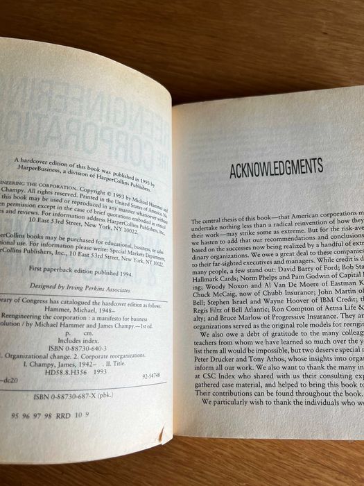 REENGINEERING THE CORPORATION     Michael Hammer  &  James Champy