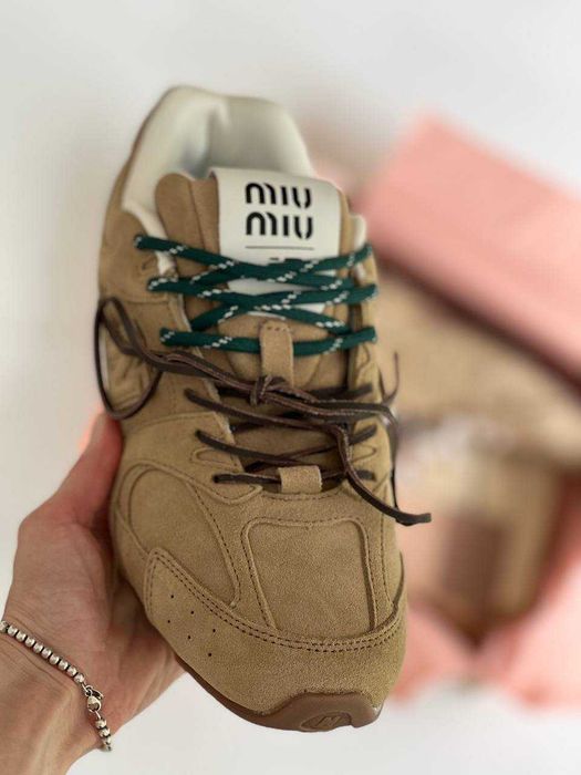 Женские кроссовки NEW BALANCE x MIU MIU BEIGE / GREEN. 36-40