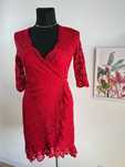 kopertowa koronka midi falbanka romantyczna elegancka wrap vintage