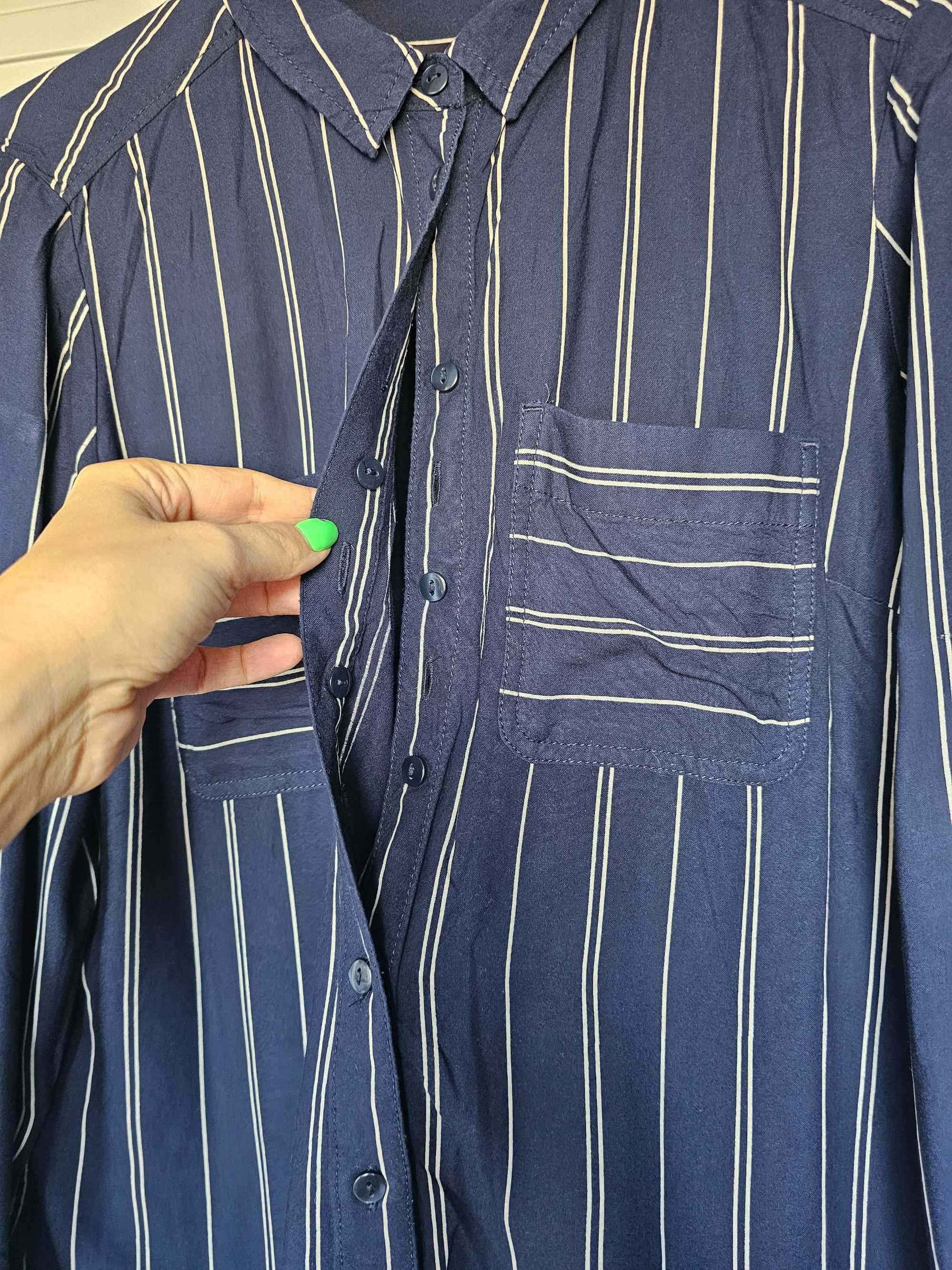 M&S Collection damska koszula w paski kieszenie 100% wiskoza XXL