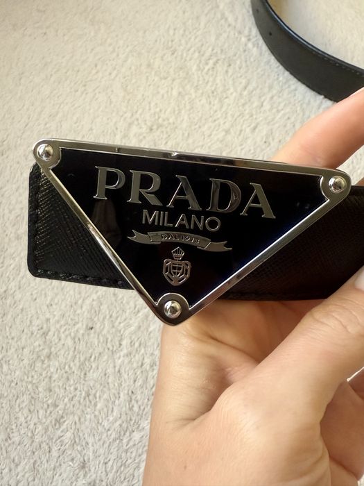 Pasek dwustronny Prada 105 cm czarny