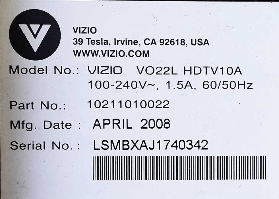 Vizio VO22L 22" 1080i HD telewizor / monitor HDMI