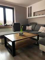 Stolik kawowy 110x60 blat dębowy loft drewno metal nowoczesny salon