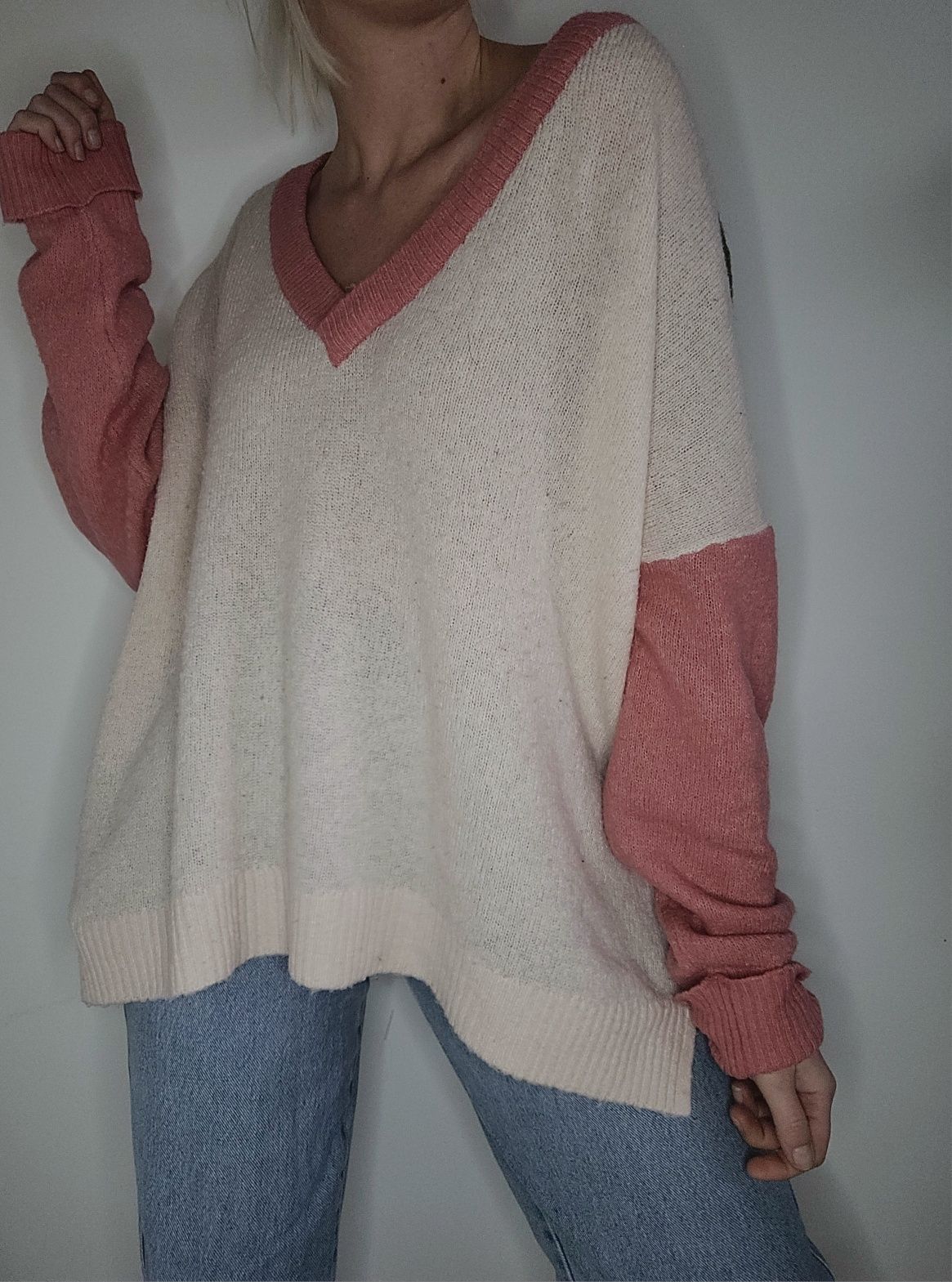 Kolorowy pastelowy sweter oversize boho vintage