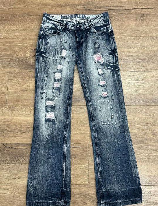 Джинсы клёш на низкой посадке Рваные y2k style