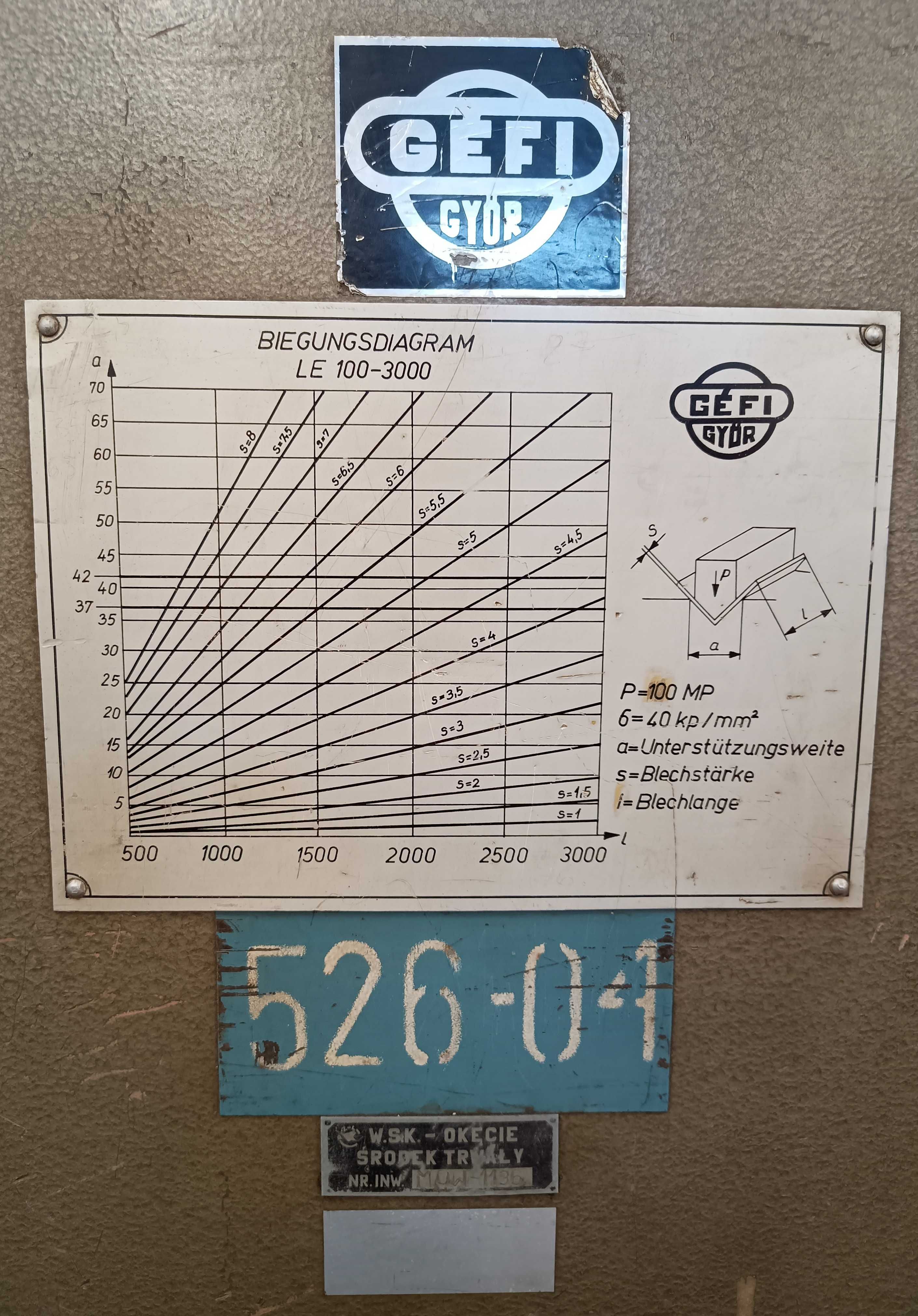 Prasa krawędziowa/Konwencjonalna Gefi Györ LE 100/3000